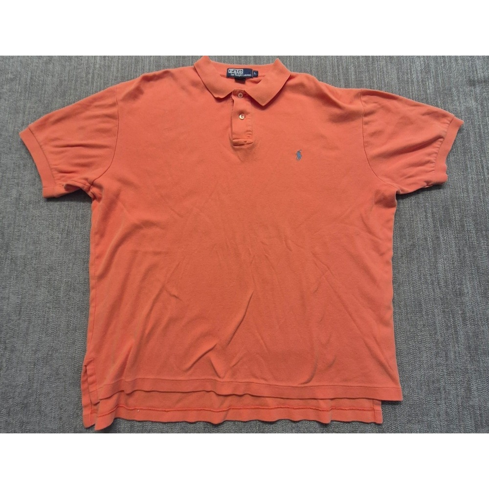 Polo Ralph Lauren men's orange pullover polo LG Cotton embordered horse logo
